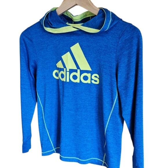 Adidas Boy's QuickDry Shirt Hoodie Yellow Blue Youth Size Small (8) - Picture 2 of 6
